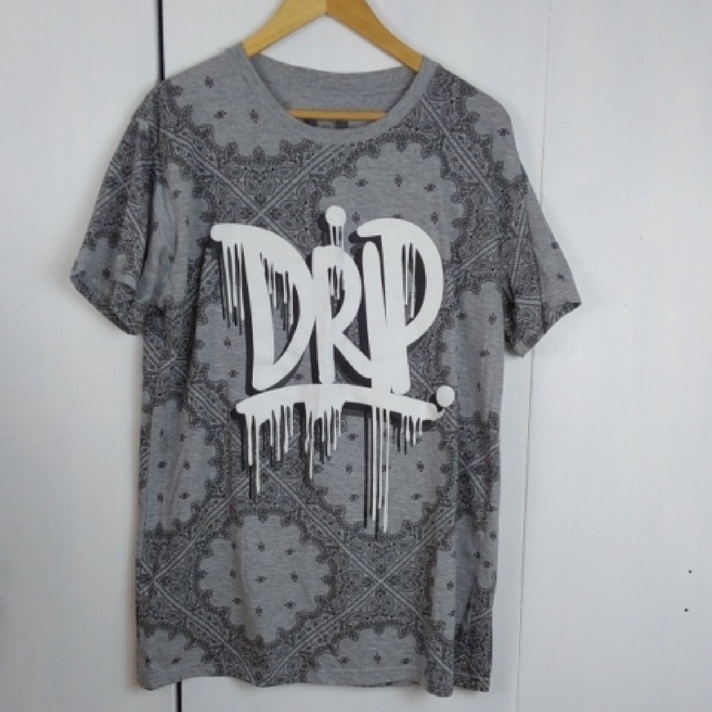 Hustle Bailey Apparel Gray Graphic T-Shirt DRIP Mens Sz.Large